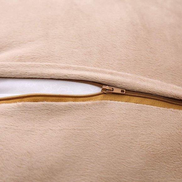 Tan/Khaki Luxury Furry Faux Fleece Pompom Cute Dorm Throw Pillow Decor Cover Set - Picture 6 of 8